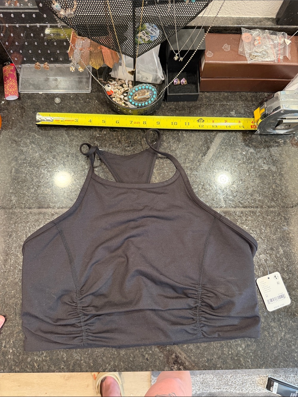 FP Movement by Free People Black High-Neck Ruched Sports Bralette
